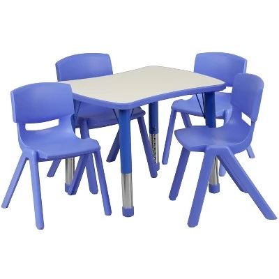 Emma And Oliver 21.875"W X 26.625"L Rectangular Plastic Height Adjustable Activity Table Set With 4 Chairs 9 Emma And Oliver 21.875"W X 26.625"L Rectangular Plastic Height Adjustable Activity Table Set With 4 Chairs - Image 9