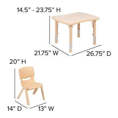 Emma And Oliver 21.875"W X 26.625"L Rectangular Plastic Height Adjustable Activity Table Set With 4 Chairs 3 Emma And Oliver 21.875"W X 26.625"L Rectangular Plastic Height Adjustable Activity Table Set With 4 Chairs - Image 3