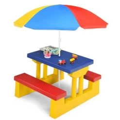 Costway Kids Picnic Table Set W/Removable Umbrella Indoor Outdoor Garden Patio -Professional Childrens Furniture Store GUEST 998d5a34 f5fe 4f82 a64b 433e2f2978ec