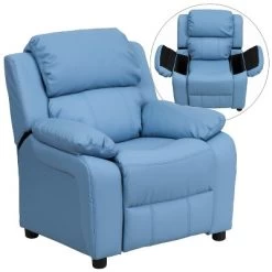 Emma And Oliver Deluxe Padded Contemporary Kids Recliner With Storage Arms -Professional Childrens Furniture Store GUEST 9a1a9969 c74b 49af bed0 63829ebf2435