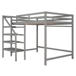 Full Size Loft Bed With Staircase And Safety Guardrails Gray/White-ModernLuxe 23 Full Size Loft Bed With Staircase And Safety Guardrails Gray/White-ModernLuxe -Professional Childrens Furniture Store GUEST 9ebed37e 5216 4707 9a5b 7ae0442ff844
