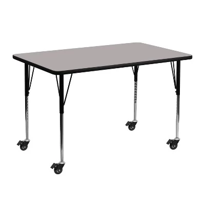 Flash Furniture Mobile 24''W X 48''L Rectangular HP Laminate Activity Table - Standard Height Adjustable Legs 4 Flash Furniture Mobile 24''W X 48''L Rectangular HP Laminate Activity Table - Standard Height Adjustable Legs - Image 4