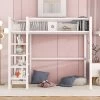 Metal Twin Size Loft Bed With 4 Shelves And Storage - ModernLuxe