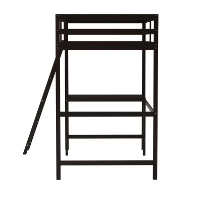 Emma And Oliver Twin Wood Loft Bed Frame With Protective Guardrails And Integrated Desk And Ladder For Use With Any 6-8" Thick Mattress 9 Emma And Oliver Twin Wood Loft Bed Frame With Protective Guardrails And Integrated Desk And Ladder For Use With Any 6-8" Thick Mattress - Image 9