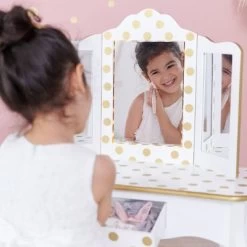 Fashion Polka Dot Gisele Play Vanity Set With Led Mirror White/Gold - Teamson Kids 31 Fashion Polka Dot Gisele Play Vanity Set With Led Mirror White/Gold - Teamson Kids -Professional Childrens Furniture Store GUEST a4f1b160 8651 492a 8ec6 c1584c296ea1