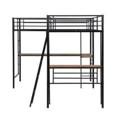 Metal Twin Size Loft Bed With Two Built-in Desks, Black - ModernLuxe -Professional Childrens Furniture Store GUEST a53ca903 0631 4e86 8cbf 44bc776d722a