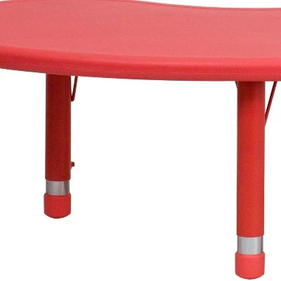 Flash Furniture 35"W X 65"L Half-Moon Plastic Height Adjustable Activity Table 4 Flash Furniture 35"W X 65"L Half-Moon Plastic Height Adjustable Activity Table - Image 4
