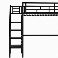 Metal Twin Size Loft Bed With Desk, Black - ModernLuxe -Professional Childrens Furniture Store GUEST a5f794d9 5e27 4bba abeb d40fb3449f71
