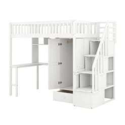 Twin Size Loft Bed With Shelf, Drawers, Desk And Wardrobe - ModernLuxe -Professional Childrens Furniture Store GUEST a7b7dae5 438b 406c 883b 245f00a4be46