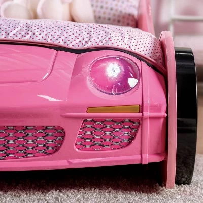 Twin Naglin Racing Car Bed With Led Headlight Pink - HOMES: Inside + Out 6 Twin Naglin Racing Car Bed With Led Headlight Pink - HOMES: Inside + Out - Image 6