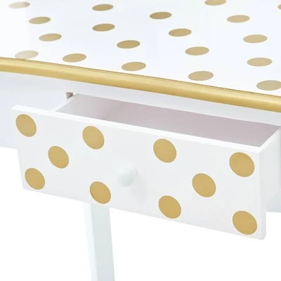 Fashion Polka Dot Gisele Play Vanity Set With Led Mirror White/Gold - Teamson Kids 7 Fashion Polka Dot Gisele Play Vanity Set With Led Mirror White/Gold - Teamson Kids - Image 7