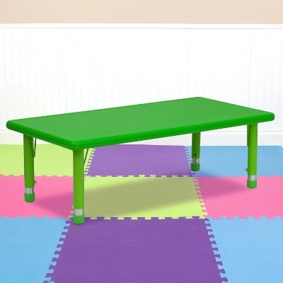 Emma And Oliver 24"W X 48"L Rectangular Plastic Height Adjustable Activity Table 1 Emma And Oliver 24"W X 48"L Rectangular Plastic Height Adjustable Activity Table