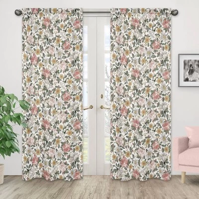 2pk Vintage Floral Window Panel Pink/Green - Sweet Jojo Designs 1 2pk Vintage Floral Window Panel Pink/Green - Sweet Jojo Designs