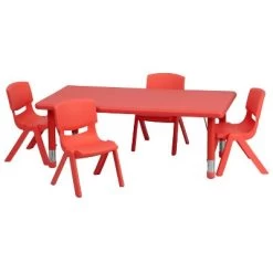 Flash Furniture 24"W X 48"L Rectangular Plastic Height Adjustable Activity Table Set With 4 Chairs -Professional Childrens Furniture Store GUEST abf61390 e84b 47a8 a90e e0512615f34c 1