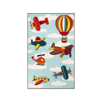 Non-Slip Airplane Modern Kid's Washable Indoor Area Rug - Blue Nile Mills 6 Non-Slip Airplane Modern Kid's Washable Indoor Area Rug - Blue Nile Mills - Image 6