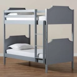 Twin Mariana Wood Bunk Bed Gray - Baxton Studio -Professional Childrens Furniture Store GUEST ae5da94e 101e 42ea 9067 b0fbe1e9d497