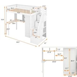 Twin Size Loft Bed With Shelf, Drawers, Desk And Wardrobe - ModernLuxe -Professional Childrens Furniture Store GUEST b10d229e 4a2d 4786 b5ab b1f7e584743c
