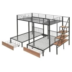Full Over Twin-Twin Triple Bunk Bed With Drawers And Staircase - ModernLuxe -Professional Childrens Furniture Store GUEST b27b25a3 b266 4214 a544 3fe0734c6339