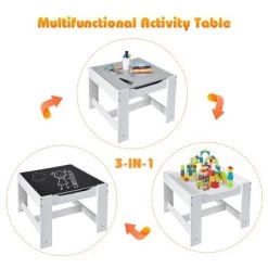 Costway Kids Table Chairs Set With Storage Boxes Blackboard Whiteboard Drawing GreyNature -Professional Childrens Furniture Store GUEST b5538307 d289 432b 979e 1eff09a62cb2