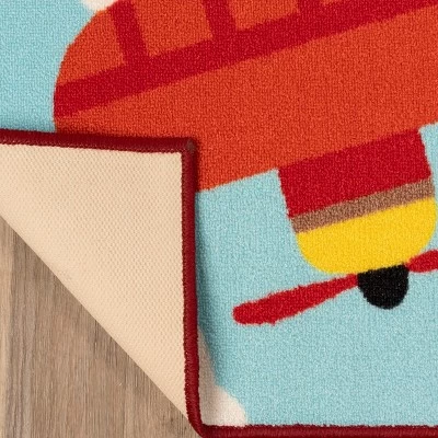 Non-Slip Airplane Modern Kid's Washable Indoor Area Rug - Blue Nile Mills 2 Non-Slip Airplane Modern Kid's Washable Indoor Area Rug - Blue Nile Mills - Image 2