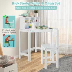 Costway Kids Corner Desk & Chair Set Wooden Study Writing Workstation With Storage & Hutch -Professional Childrens Furniture Store GUEST b5e0822d f3f7 48e6 bb90 1eb05b43e364