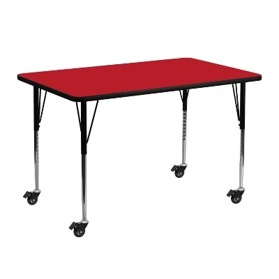 Flash Furniture Mobile 24''W X 48''L Rectangular HP Laminate Activity Table - Standard Height Adjustable Legs 2 Flash Furniture Mobile 24''W X 48''L Rectangular HP Laminate Activity Table - Standard Height Adjustable Legs - Image 2