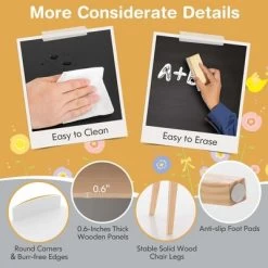 Costway Kids House-Shaped Table & Chair Set Wooden Toy Organizer Cabinet With Blackboard Grey/White -Professional Childrens Furniture Store GUEST b6e8509a 75d5 49bb a558 6cca0a0e6fae