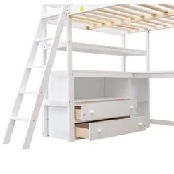 Full Size Loft Bed With Desk, Shelf And Two Built-in Drawers - ModernLuxe -Professional Childrens Furniture Store GUEST b703ccc7 6914 45bd bede 2e8f321697d7