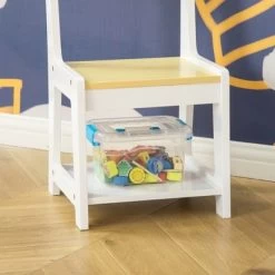 Qaba 3-in-1 Activity Table And Chair Set, Modern Kids Writing Desk Set, Bricks And Roads Style Table And Chair Set, 3pc Total, White -Professional Childrens Furniture Store GUEST b9406ed9 95d1 469d b31a 5ceafd936f9c