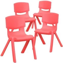 Emma And Oliver 4 Pack Plastic Stack School Chair With 12" Seat Height - Kids Chair -Professional Childrens Furniture Store GUEST b9492034 9990 4a1e 86e5 ff25fdd84121
