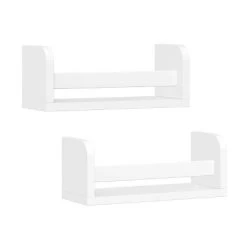 2pk Kids' 10" Floating Wall Mount Bookshelf Set White - RiverRidge Home