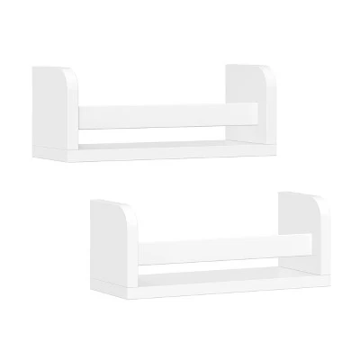 2pk Kids' 10" Floating Wall Mount Bookshelf Set White - RiverRidge Home 1 2pk Kids' 10" Floating Wall Mount Bookshelf Set White - RiverRidge Home