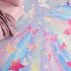 Butterfly Colorful Kids Playroom Nursery Washable Indoor Area Rug By Blue Nile Mills -Professional Childrens Furniture Store GUEST ba5533b5 d7cc 46c2 85f3 746a98cd24ef