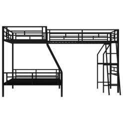 Twin Over Full Metal Bunk Bed With Twin Size Loft Bed And Desk, Black - ModernLuxe 15 Twin Over Full Metal Bunk Bed With Twin Size Loft Bed And Desk, Black - ModernLuxe -Professional Childrens Furniture Store GUEST ba841b03 d1f8 43a4 9dfd 18fe5b96154e