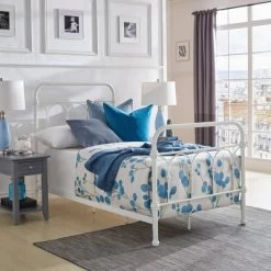 Twin Caledonia Metal Bed Antique White - Inspire Q