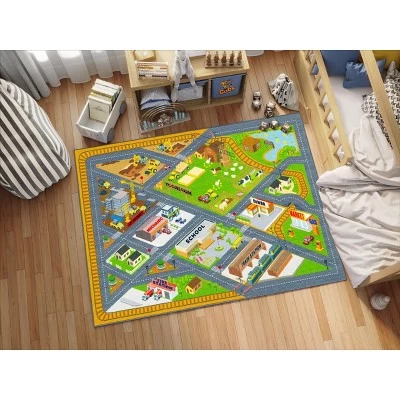 KC CUBS Boy & Girl Kids Country Farm Road W/ Construction Vehicle Car Traffic Educational Learning & Game Nursery Classroom Rug Carpet 1 KC CUBS Boy & Girl Kids Country Farm Road W/ Construction Vehicle Car Traffic Educational Learning & Game Nursery Classroom Rug Carpet