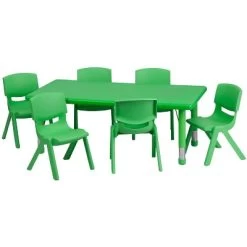 Emma And Oliver 24"W X 48"L Rectangular Plastic Height Adjustable Activity Table Set With 6 Chairs -Professional Childrens Furniture Store GUEST be0d274c 1eb8 4993 bcdd 2f0819ea2da9