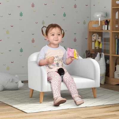 Qaba 2 Seater Kids Sofa, Cloud Shaped Children's Sofa For Nursery Playroom, With Soft Foam Padding, Anti-Tipping Design, For 2-5 Years, White 1 Qaba 2 Seater Kids Sofa, Cloud Shaped Children's Sofa For Nursery Playroom, With Soft Foam Padding, Anti-Tipping Design, For 2-5 Years, White