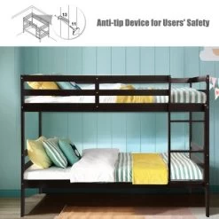 Costway Twin Over Twin Wood Bunk Beds Ladder Safety Rail EspressoWhite 15 Costway Twin Over Twin Wood Bunk Beds Ladder Safety Rail EspressoWhite -Professional Childrens Furniture Store GUEST c216b04f f7af 40d0 8fb8 2323fdbc0aa7