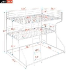 Full XL Over Twin XL Over Queen Size Metal Triple Bunk Bed With Ladder-ModernLuxe -Professional Childrens Furniture Store GUEST c3954769 5ab5 46b8 98cf 00e34cf316ff