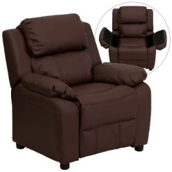 Emma And Oliver Deluxe Padded Contemporary Kids Recliner With Storage Arms -Professional Childrens Furniture Store GUEST c3c889eb c115 438b a039 353c60c56b22