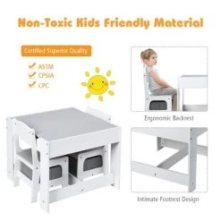 Costway Kids Table Chairs Set With Storage Boxes Blackboard Whiteboard Drawing GreyNature -Professional Childrens Furniture Store GUEST c4e9ad3b 5931 40aa b47c b7e5734cdc26
