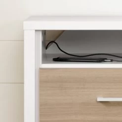 Munich 2 Drawer Nightstand - White/Soft Elm - South Shore -Professional Childrens Furniture Store GUEST c5b22852 0d9a 4312 afe0 1c2cc834a6b1