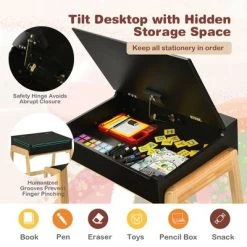 Costway Kids Table & Chair Set Wooden Activity Art Study Desk W/Storage Space -Professional Childrens Furniture Store GUEST c6603581 62dd 4604 a059 589692b2cb49