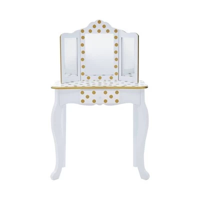 Fashion Polka Dot Gisele Play Vanity Set With Led Mirror White/Gold - Teamson Kids 9 Fashion Polka Dot Gisele Play Vanity Set With Led Mirror White/Gold - Teamson Kids - Image 9