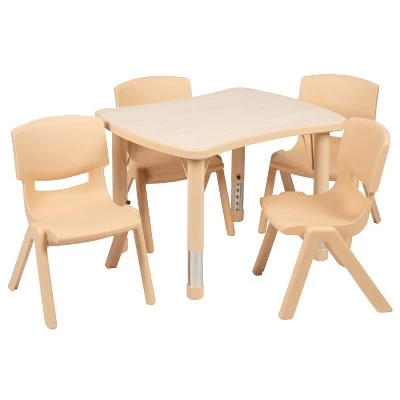 Emma And Oliver 21.875"W X 26.625"L Rectangular Plastic Height Adjustable Activity Table Set With 4 Chairs 6 Emma And Oliver 21.875"W X 26.625"L Rectangular Plastic Height Adjustable Activity Table Set With 4 Chairs - Image 6