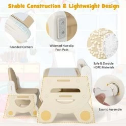 Costway Kids Drawing Table & Chair Set For Reading Playing With Pens & Blackboard Eraser Blue/Brown -Professional Childrens Furniture Store GUEST c893a212 e8ed 457d b3bf 63998d95c867