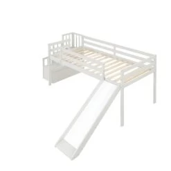 Twin Size Loft Bed With Staircase, Safety Guardrails And Slide-ModernLuxe 11 Twin Size Loft Bed With Staircase, Safety Guardrails And Slide-ModernLuxe -Professional Childrens Furniture Store GUEST c90e9341 5a4a 4e8e af1d d841b247a450