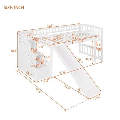 Twin Size Loft Bed With Two Drawers And Slides - ModernLuxe 2 Twin Size Loft Bed With Two Drawers And Slides - ModernLuxe - Image 2