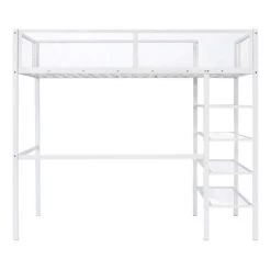 Metal Twin Size Loft Bed With 4 Shelves And Storage - ModernLuxe -Professional Childrens Furniture Store GUEST cbb1be3f ac47 4708 88a1 cb676d32f94a